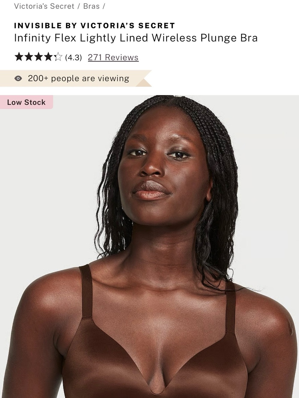 PINK Victoria's Secret Wireless Plunge Bra in Brown